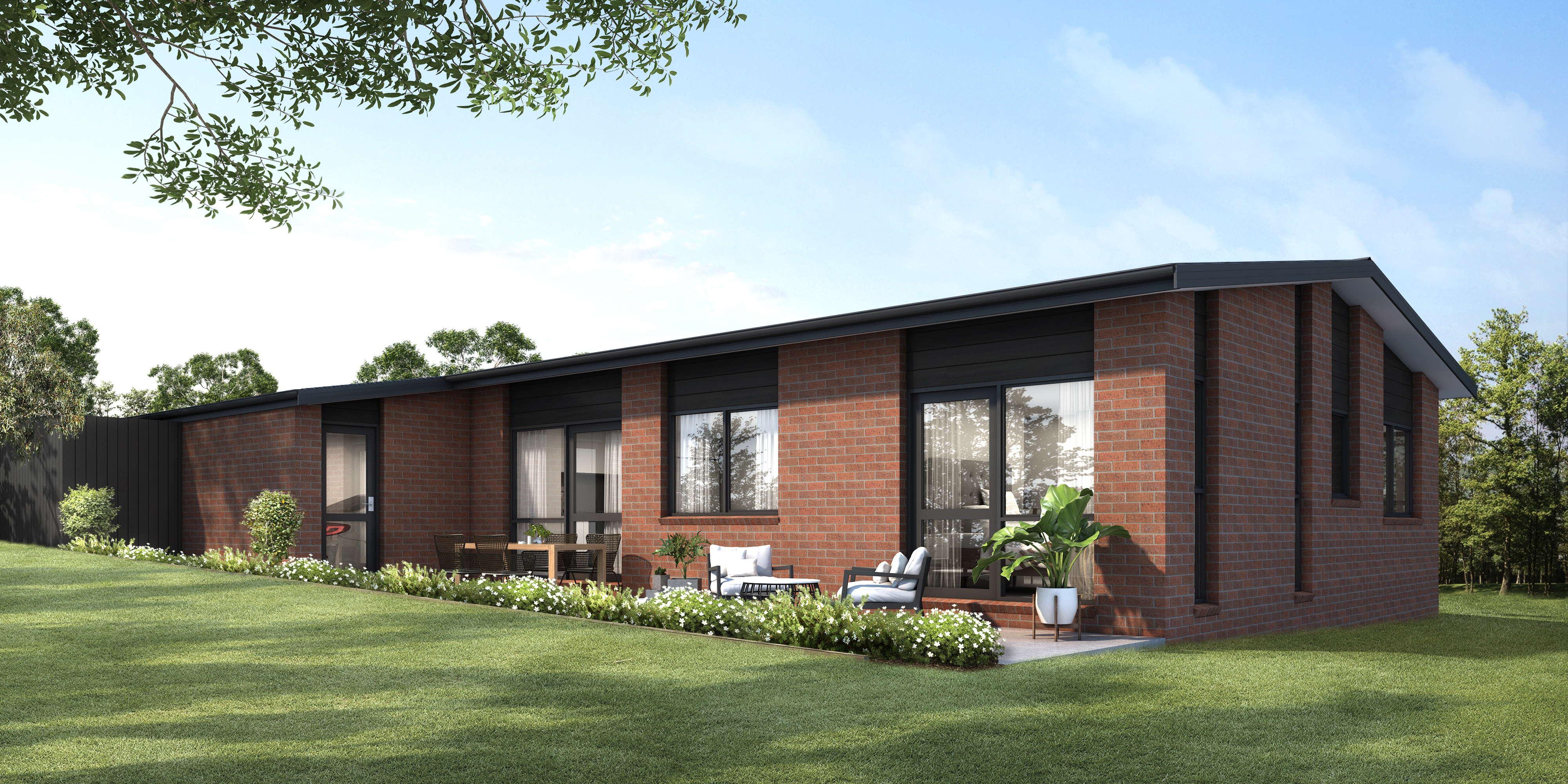 Lot 2 rear outdoor living area — deck and backyard view