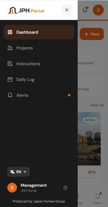 Japan Homes project management mobile app